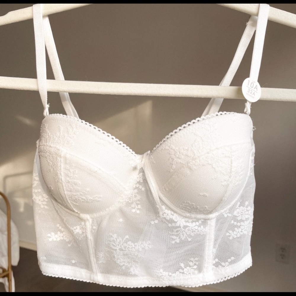 3/$65 — 32A Cotton On Cherry Blossom white Bustier Bra Top